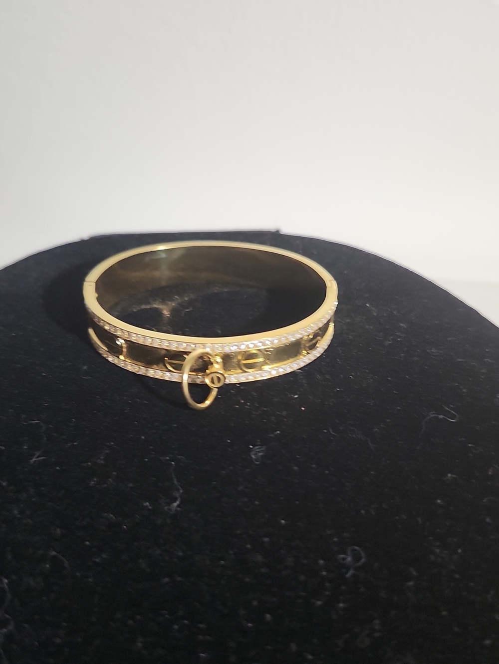 Gold Crystal Accent Hinged Bangle Bracelet - Women's Jewelry